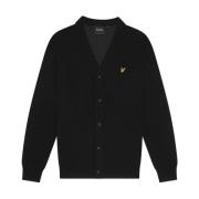 Lyle & Scott Stickad Dubbelstickad V-ringad Kofta Black, Herr