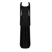 Nina Ricci Svart Satin Maxi Klänning Black, Dam