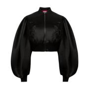 Nina Ricci Svart Satin Bomberjacka Black, Dam