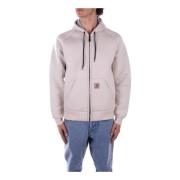 Carhartt Wip Logo Front Zip Hoodie Sweaters Beige, Herr