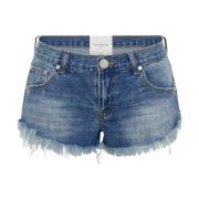 One Teaspoon Blå Jeansshorts Distressed Låg Midja Blue, Dam