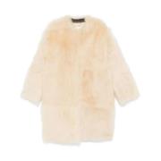 Zimmermann Swirl Shearling Midi Coat Beige, Dam