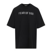 Fear Of God Grå Logo Print Kortärmad Tee Black, Herr