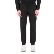 Stone Island Svarta Fleece Sweatpants med Ikoniskt Märke Black, Herr