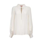 Max Mara Studio Sidens T-shirtblus med raglanärmar White, Dam