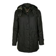 Barbour Cannich Waxed Parka Jacket Black, Dam