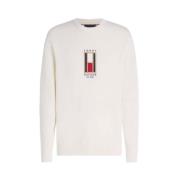 Tommy Hilfiger Grafisk Crew Neck Tröja White, Herr