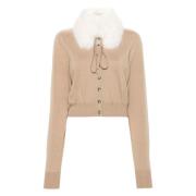 Sportmax Päls Trim Crop Sweater Brown, Dam