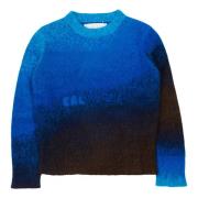 ERL Blå Gradienttröja Stickad Unisex Crewneck Blue, Herr