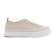 Ami Paris Beige Canvas Sneakers Snörning Design Beige, Herr