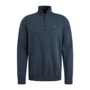 Cast Iron Essentiell Bomull Stretch Half Zip Tröja Blue, Herr