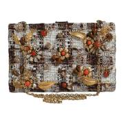 Dolce & Gabbana Blommig Tweed Crossbody Väska med Guld Multicolor, Dam