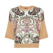 Etro Blommig Crew-neck Sweater Korta ärmar Multicolor, Dam