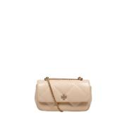 Tory Burch Diamant Quilt Mini Flap Väska Beige, Dam