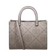 Tory Burch Präglad Kvadratisk Toteväska Beige, Dam