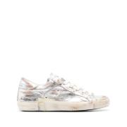 Philippe Model Metallic Finish Distressed Sneakers Gray, Dam