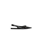 Givenchy Borstad kalvskinn slingback plattor Black, Dam