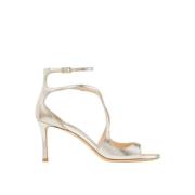 Jimmy Choo Champagne Glitter Sandaler med Fotledsrem Beige, Dam