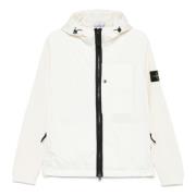 Stone Island Vit Huva Tröja med Stickade Insatser White, Herr