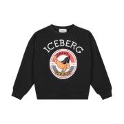 Iceberg Kids -Black crewneck sweatshirt with Daffy Champions print Bla...