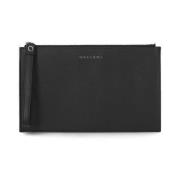 Orciani Svart läder Pochette med kortficka Black, Herr