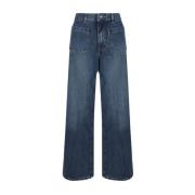 Chloé Mörkblå Bootcut Denim Jeans Blue, Dam