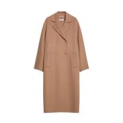 Max Mara Kamel Dubbelknäppt Midi Kappa Brown, Dam