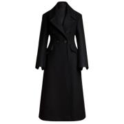 Max Mara Svart Feminin Redingote Ullrock Black, Dam