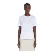 Max Mara Kortärmad bomullsjersey T-shirt med präglad logotyp White, Da...