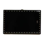 Dolce & Gabbana Nitar Guldram Svart Läderclutch Black, Dam