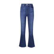 Paige Seamed Beltloops & Rå Hem Jeans Blue, Dam