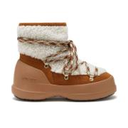 Moon Boot Shearling Snörstövlar för Vintern Brown, Dam