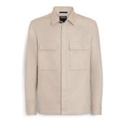 Ermenegildo Zegna Beige Linne Overshirt Beige, Herr