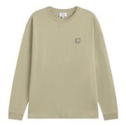 Maison Kitsuné Räv Huvud Långärmad T-shirt Beige, Herr