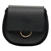 Estro Svart läder crossbody väska Black, Dam