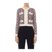 Elisabetta Franchi Cardigan med logomotiv och fickor Brown, Dam