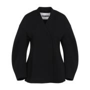 Jil Sander Svart Ullblandningsjacka Elegant Black, Dam