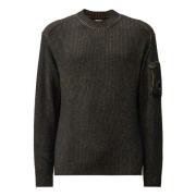 C.p. Company MultiColour Lambswool Sweater med Ciniglia Kontrast Multi...