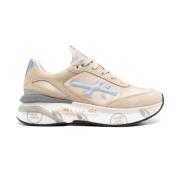 Premiata Nylon och Mocka Sneakers Beige, Dam