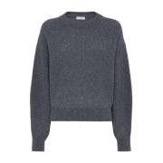 Brunello Cucinelli Paljettdekorerad Crew Neck Tröja Gray, Dam