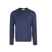 Maison Kitsuné Blå Merinoulltröja Rävpatch Blue, Herr