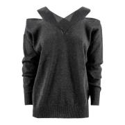 D.Exterior V-neck Knitwear Black, Dam