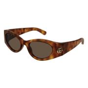 Gucci Stiliga solglasögon i Havana/Brun Brown, Dam