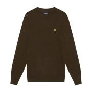 Lyle & Scott Stickad Lamullsblandning Crew Neck Tröja Green, Herr