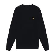 Lyle & Scott Stickad Lamullsblandning Mock Hals Tröja Blue, Herr