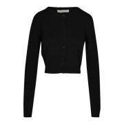 Jucca Ull Cardigan med Rund Hals Black, Dam