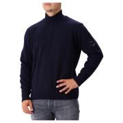 C.p. Company Navy Blue Half Zip Stickad Tröja Blue, Herr