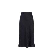 Elisabetta Franchi Utställd Midi Kjol med Jacquard Bokstäver Black, Da...