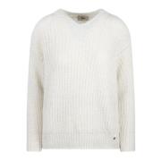 Herno Alpacka Blandning Stickad Tröja Fw24 White, Dam