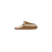 Mou Läder Slipper med Beige Sömn Brown, Dam